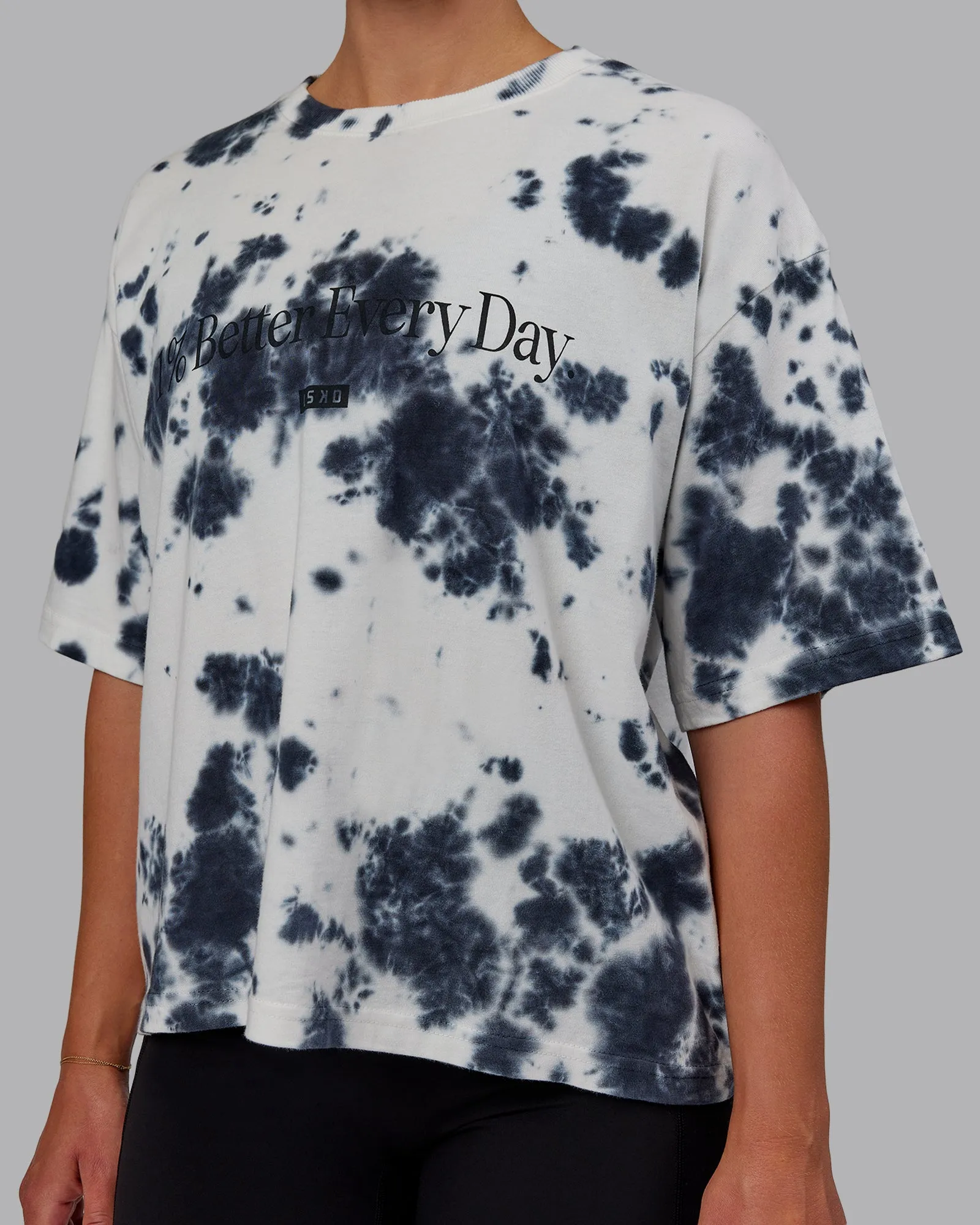 1% Better Heavyweight Cropped Tee - White-Black-Tiedye