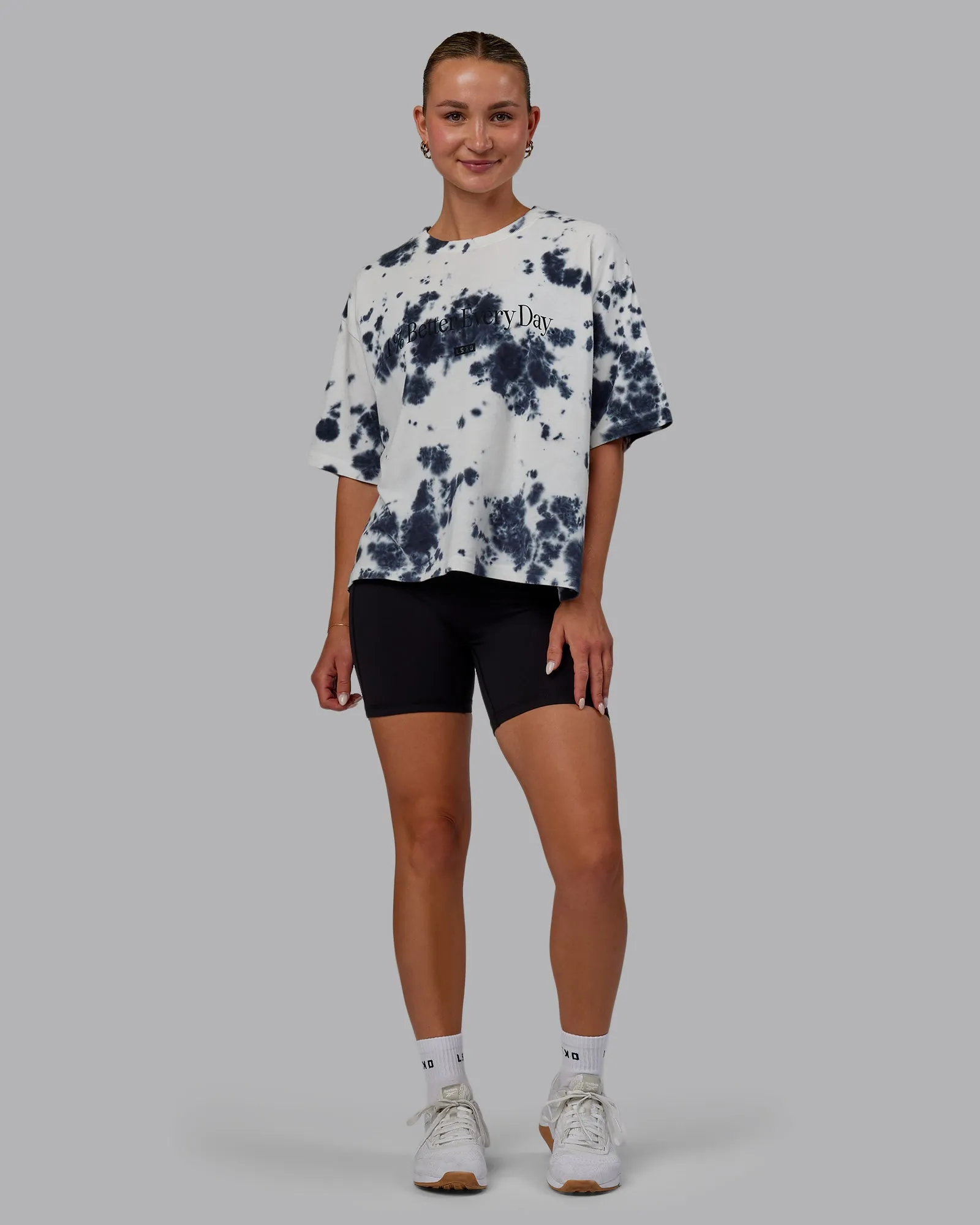 1% Better Heavyweight Cropped Tee - White-Black-Tiedye