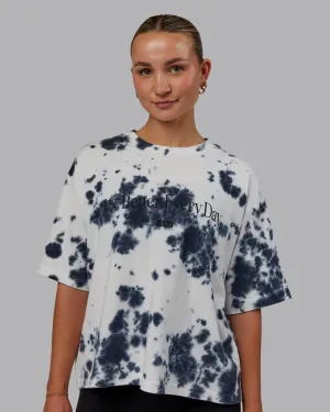 1% Better Heavyweight Cropped Tee - White-Black-Tiedye