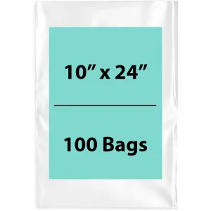10X24 inches Clear Flat Poly Bags 1.5Mil Open Top (LDPE)