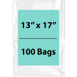 13X17 inches Clear Flat Poly Bags 1Mil Open Top (LDPE)
