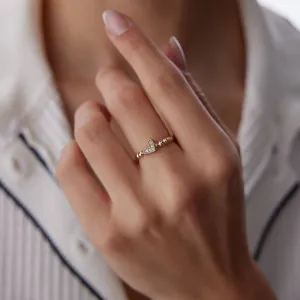 14k Gold Ball To Ball Heart Ring
