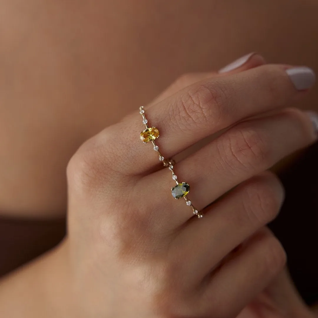 14k Gold Sima Colored Stone Ring