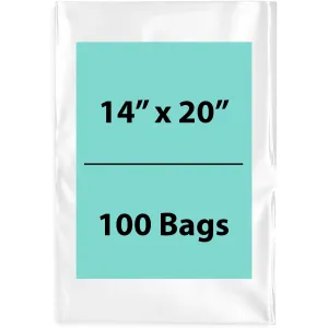 14X20 inches Clear Flat Poly Bags 1.5Mil Open Top (LDPE)