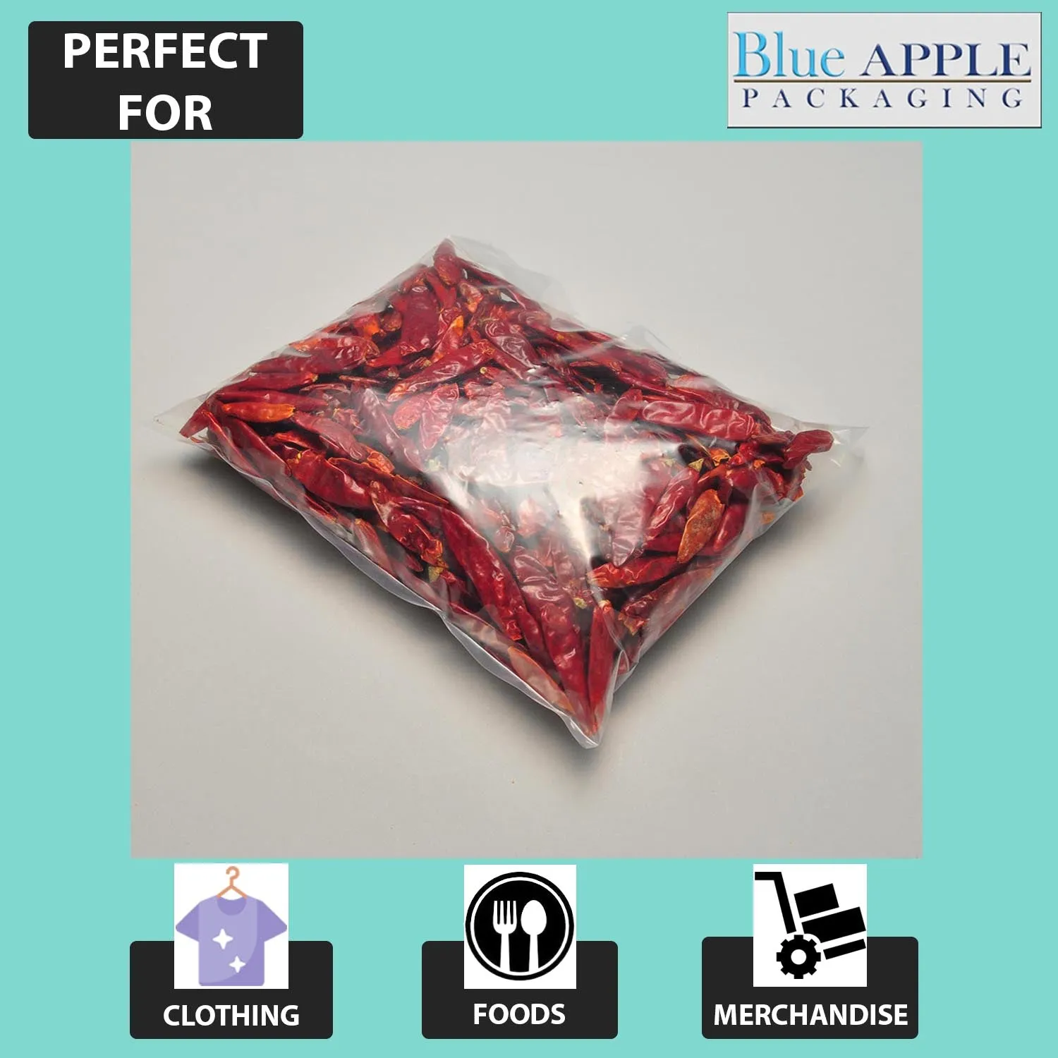 14X20 inches Clear Flat Poly Bags 1.5Mil Open Top (LDPE)
