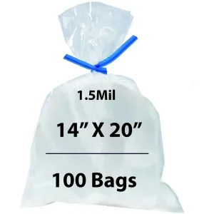 14X20 inches Polypropylene Bags 1.5 Mil Clear Flat