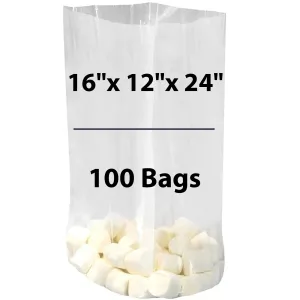 16X12X24 inches Gusseted Poly Bags Clear 1.5 Mil Low Density LDPE