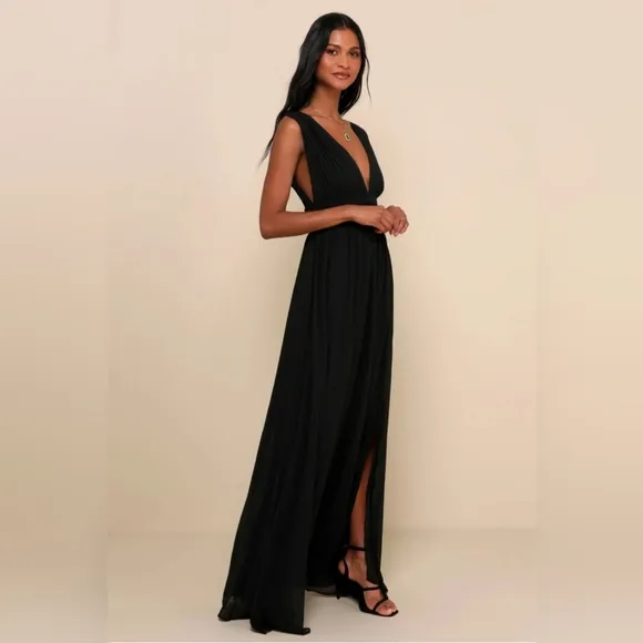 #185 Lulus Heavenly Hues Black Maxi Dress