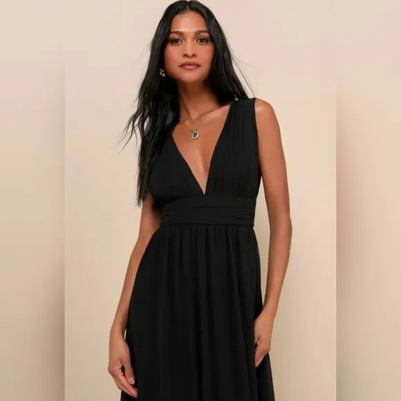 #185 Lulus Heavenly Hues Black Maxi Dress
