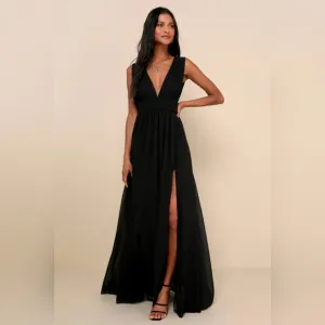 #185 Lulus Heavenly Hues Black Maxi Dress
