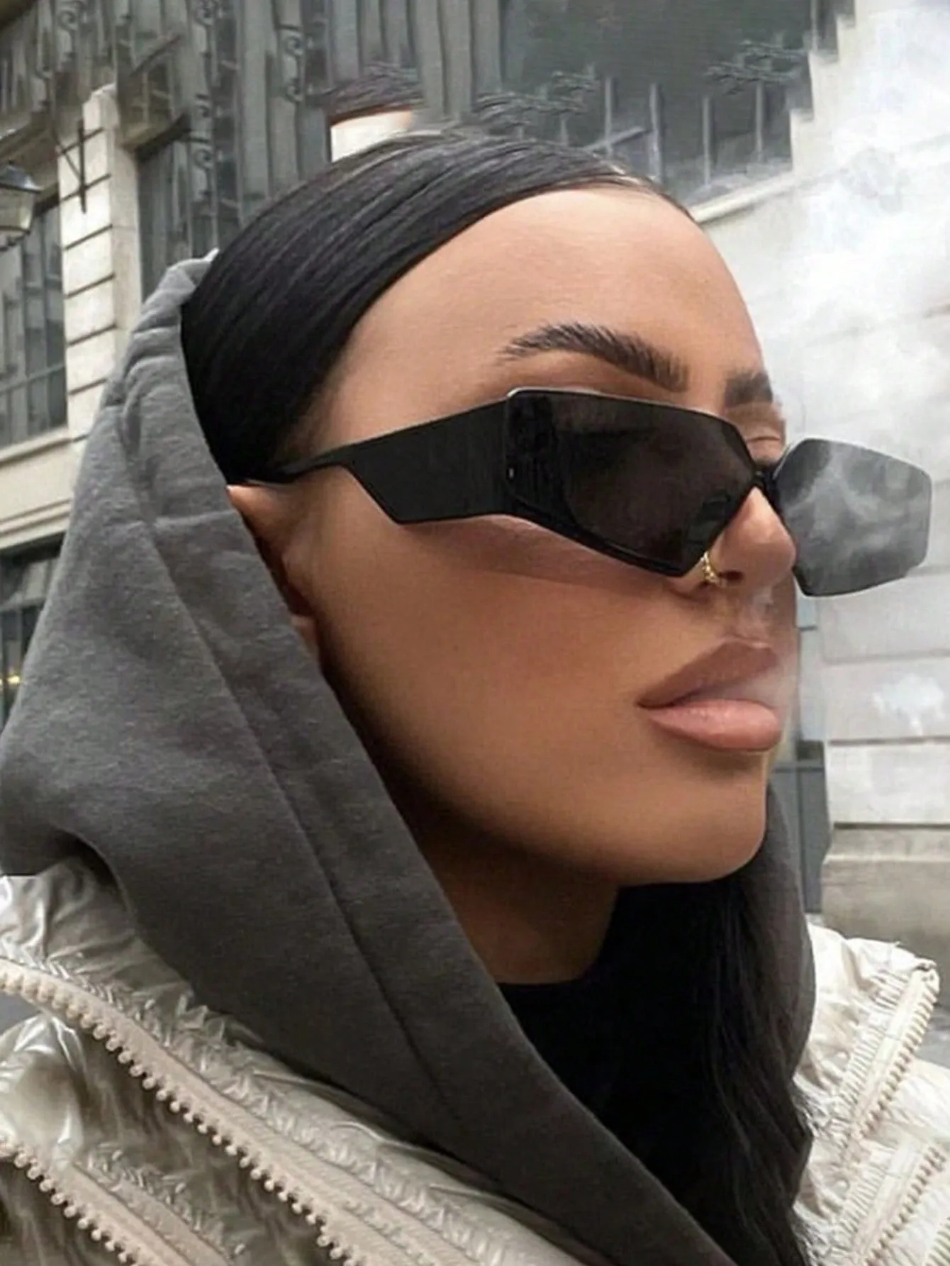 1pc Rimless Sunglasses - Black