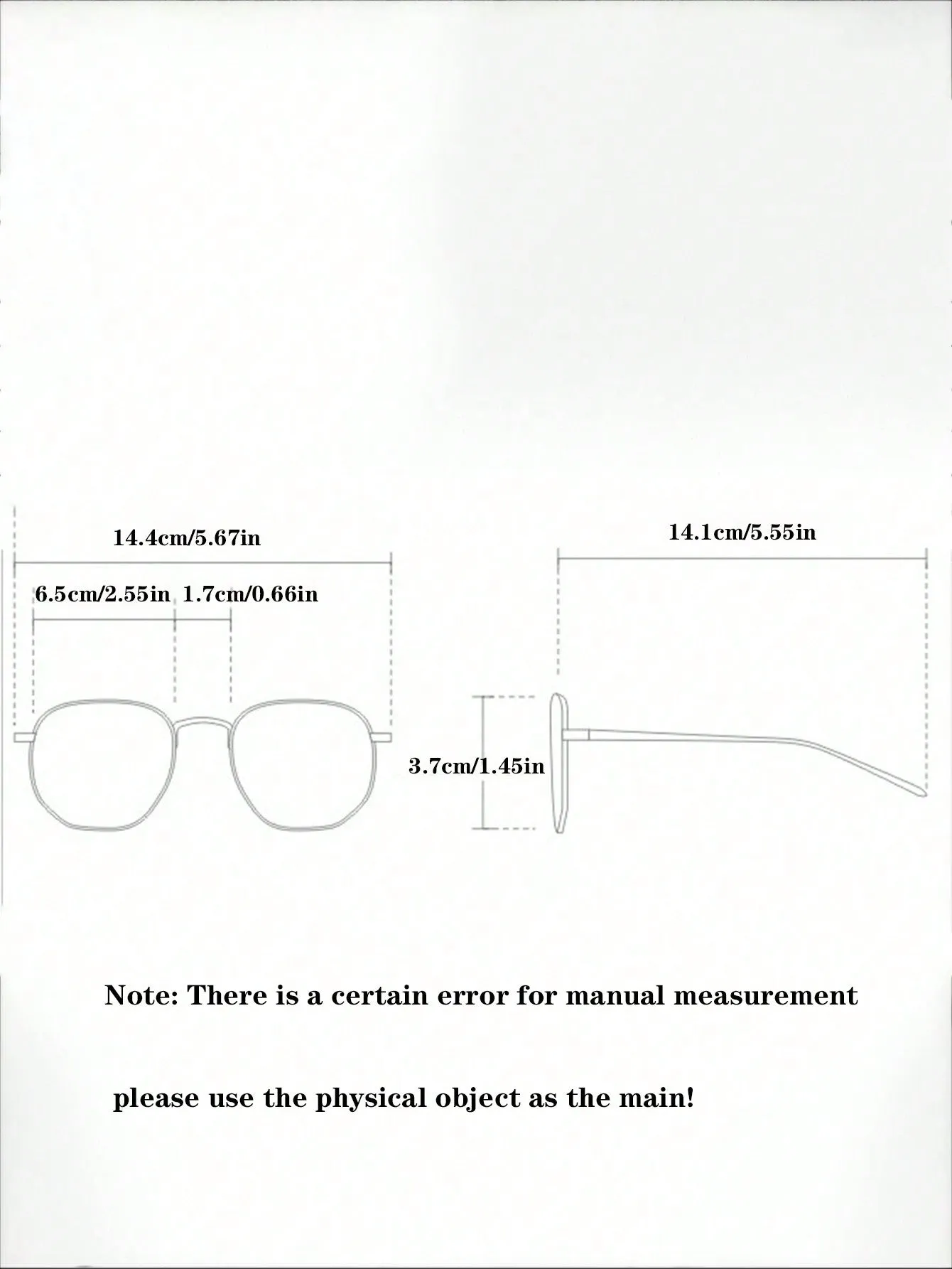 1pc Rimless Sunglasses - Black