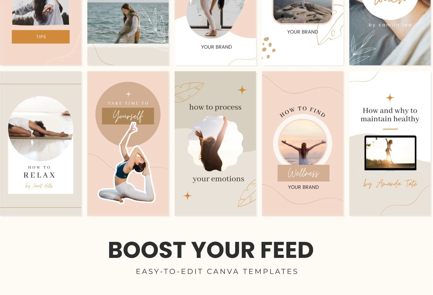 20 Bohemian Instagram Reel Covers Wellness Canva Templates