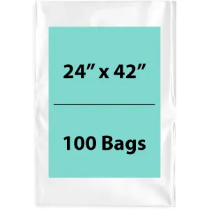 24X42 inches Clear Flat Poly Bags 1.5Mil Open Top (LDPE)