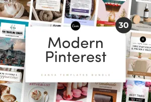 30 Modern Pinterest Canva Template Bundle