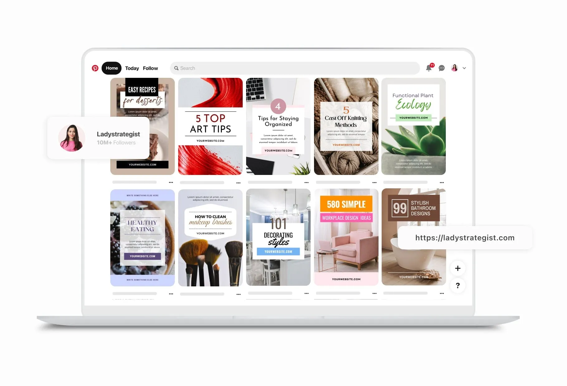 30 Modern Pinterest Canva Template Bundle