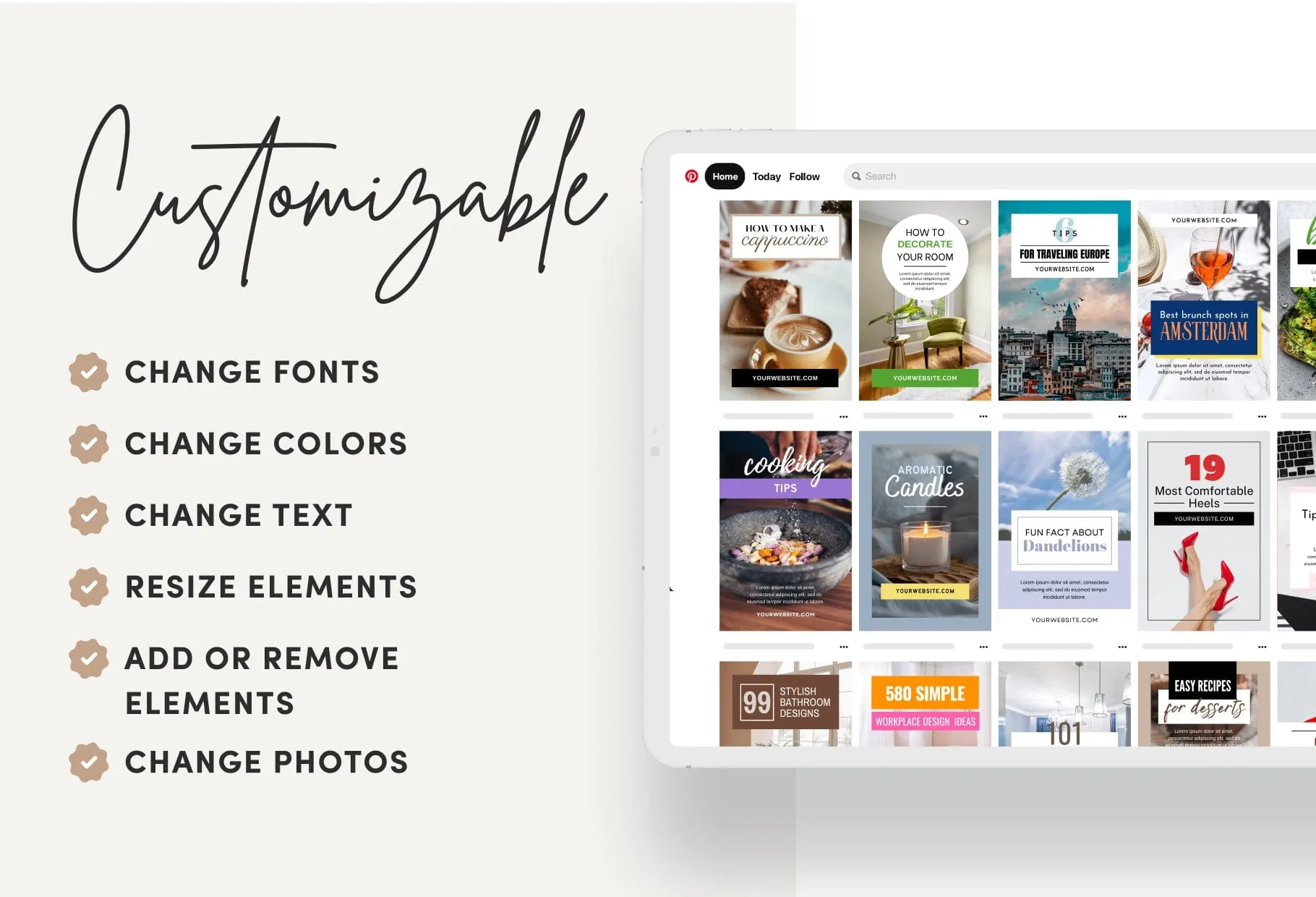 30 Modern Pinterest Canva Template Bundle