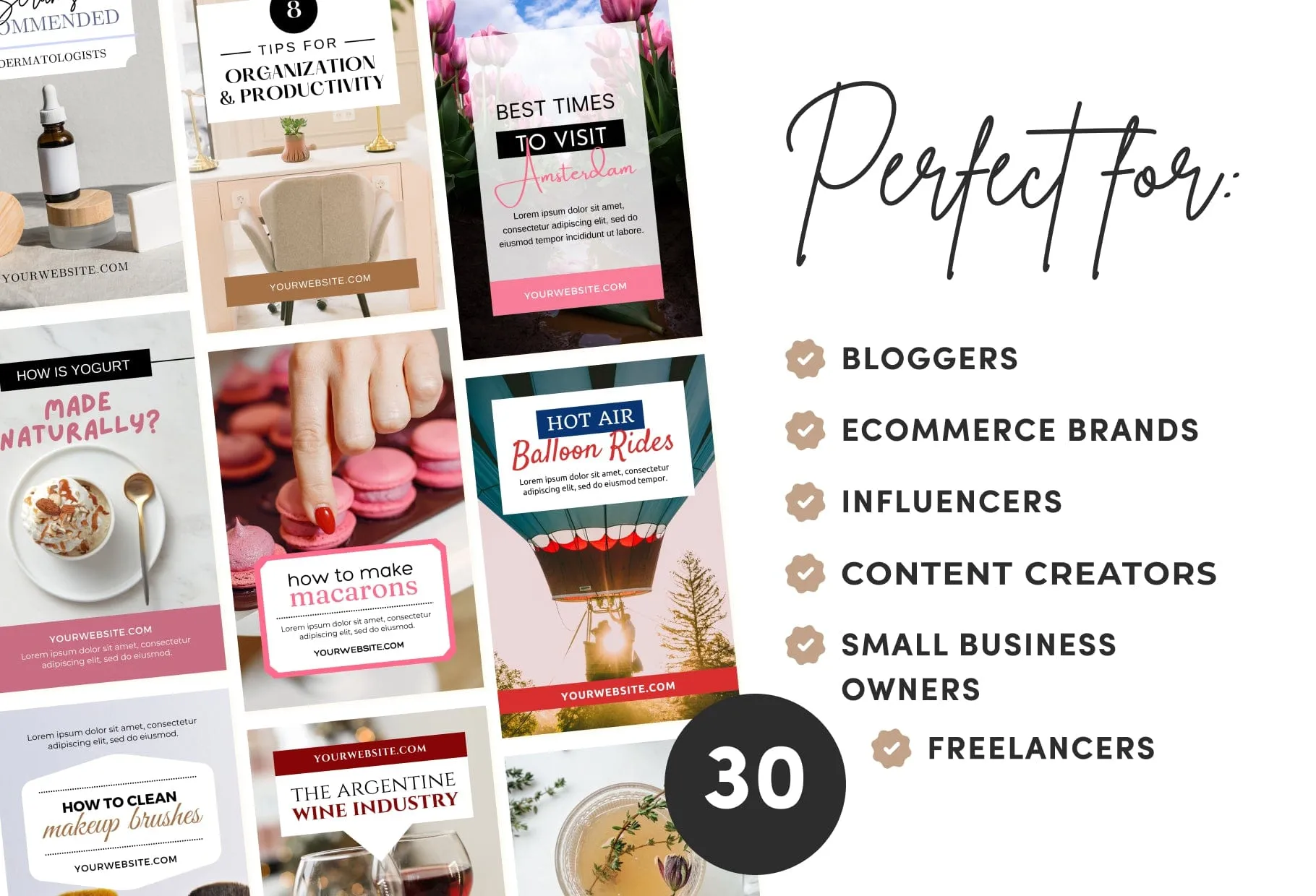 30 Modern Pinterest Canva Template Bundle