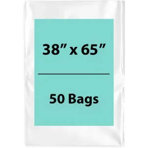 38X65 inches Clear Flat Poly Bags 3Mil Open Top (LDPE)