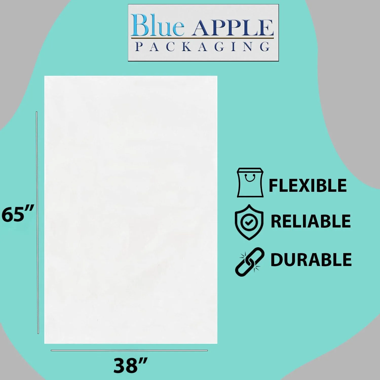 38X65 inches Clear Flat Poly Bags 3Mil Open Top (LDPE)