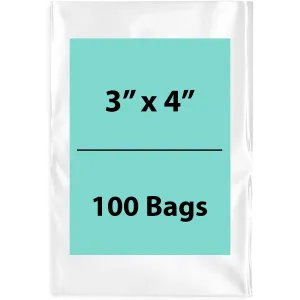 3X4 inches Clear Flat Poly Bags 4Mil Open Top (LDPE)