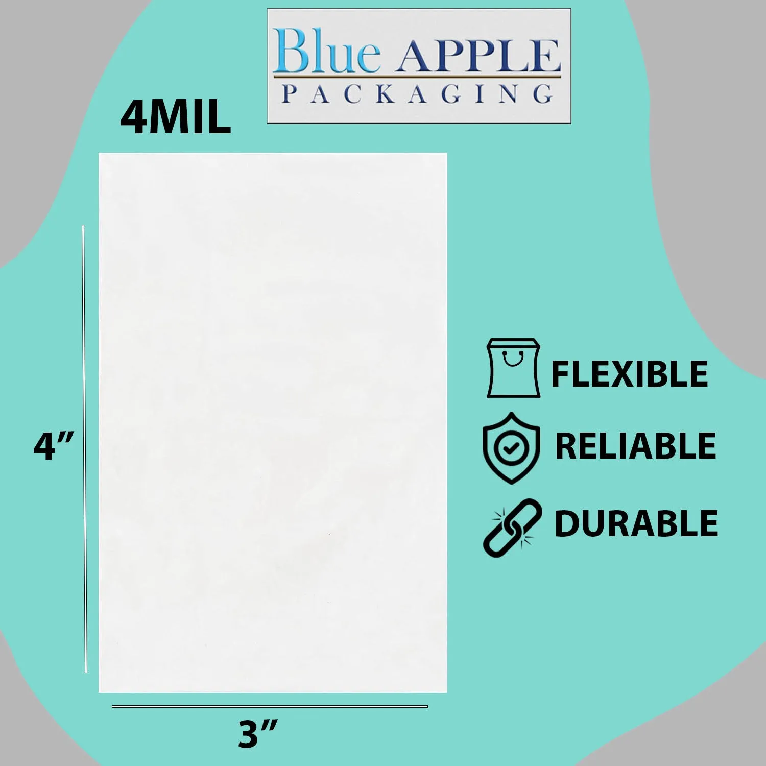 3X4 inches Clear Flat Poly Bags 4Mil Open Top (LDPE)