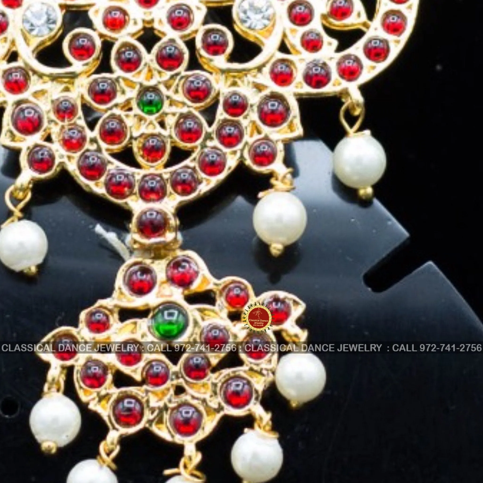 4 lines Long Pearl Haram Indian Jewelry | Open Peacock Style | Bharatnatyam Kuchipudi Parties Engagement Weddings | Classical Dance Jewelry