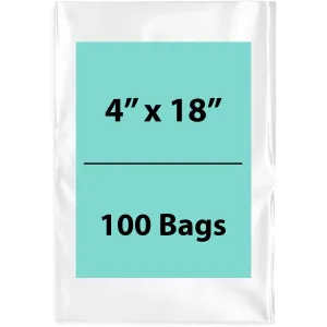 4X18 inches Clear Flat Poly Bags 3Mil Open Top (LDPE)