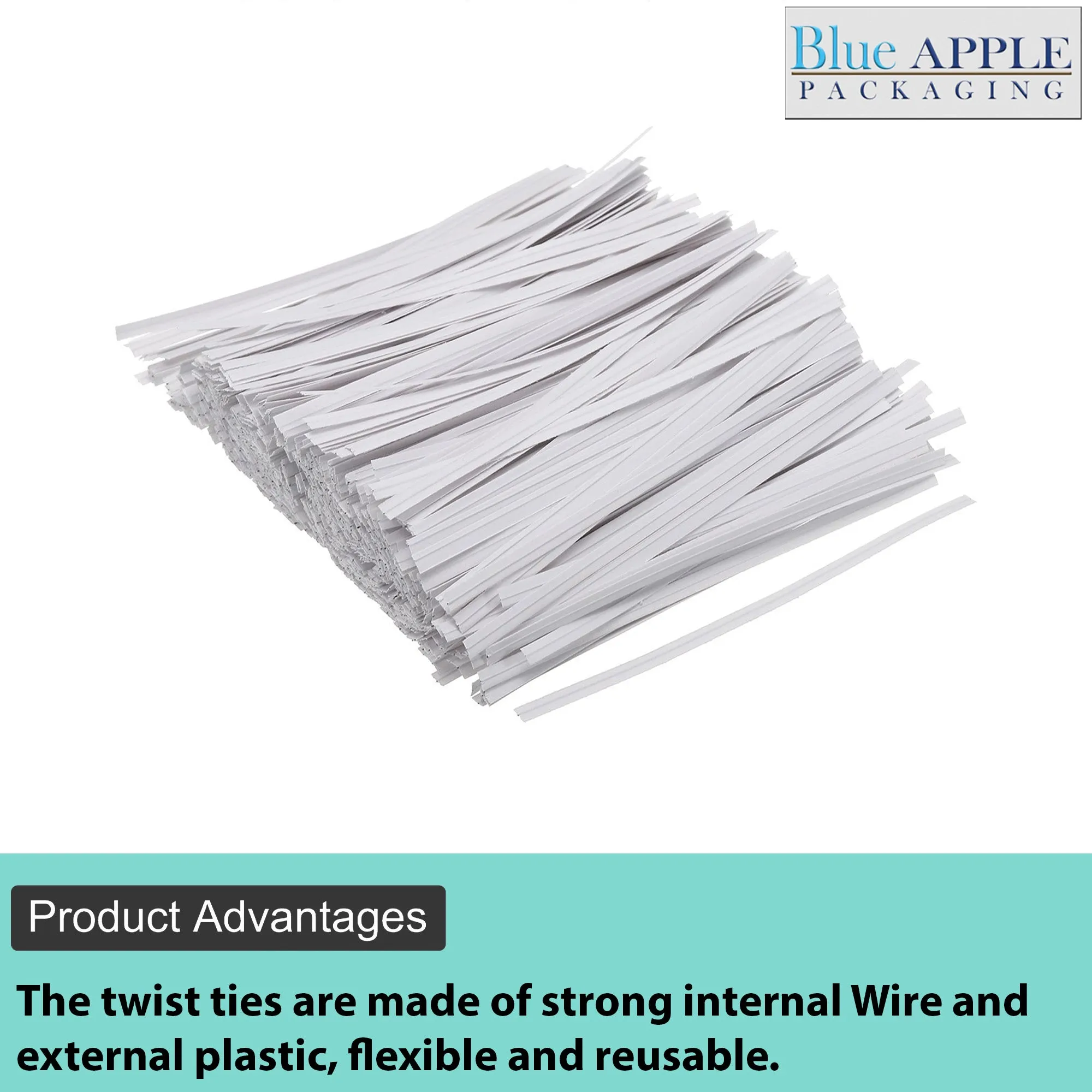 6 Inch Pre-cut White Plastic Twist Ties for Bags