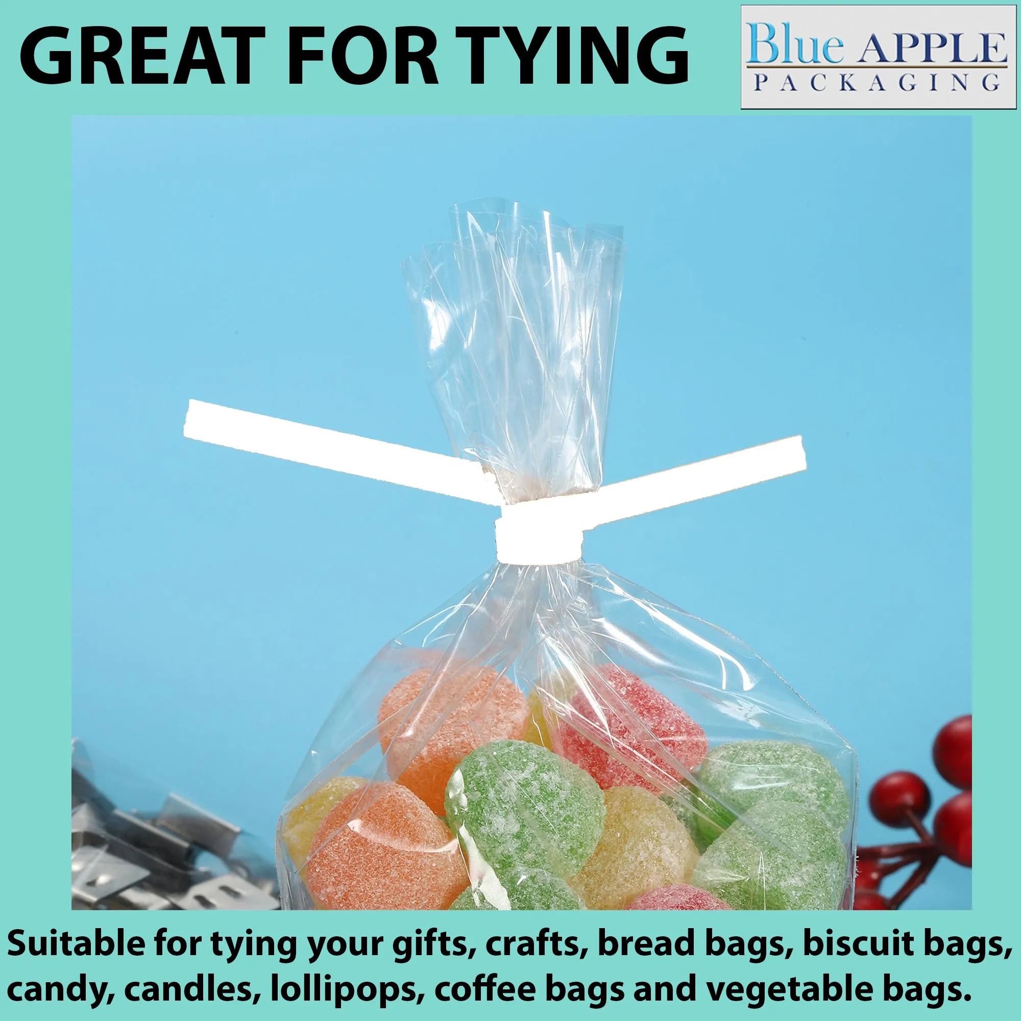 6 Inch Pre-cut White Plastic Twist Ties for Bags