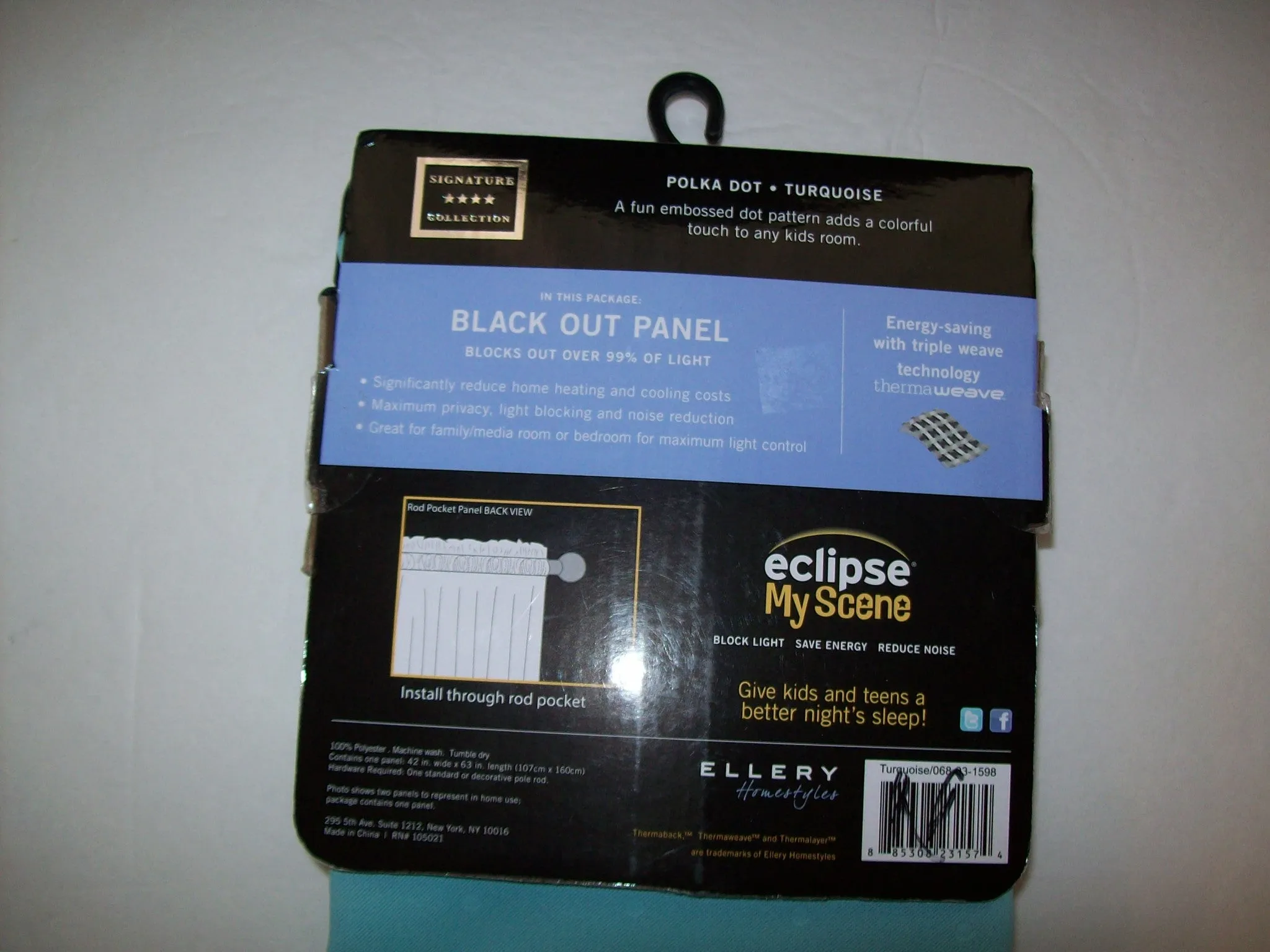 63" Eclipse My Scene Blackout Curtain Polka Dot Turquoise