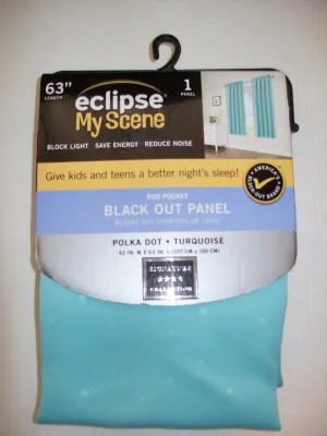 63" Eclipse My Scene Blackout Curtain Polka Dot Turquoise