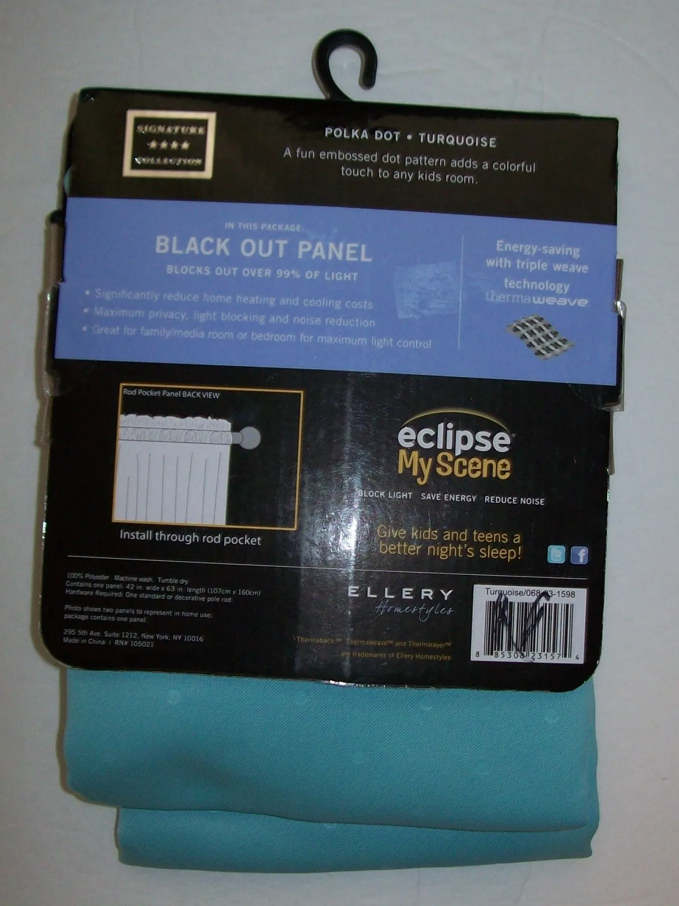 63" Eclipse My Scene Blackout Curtain Polka Dot Turquoise