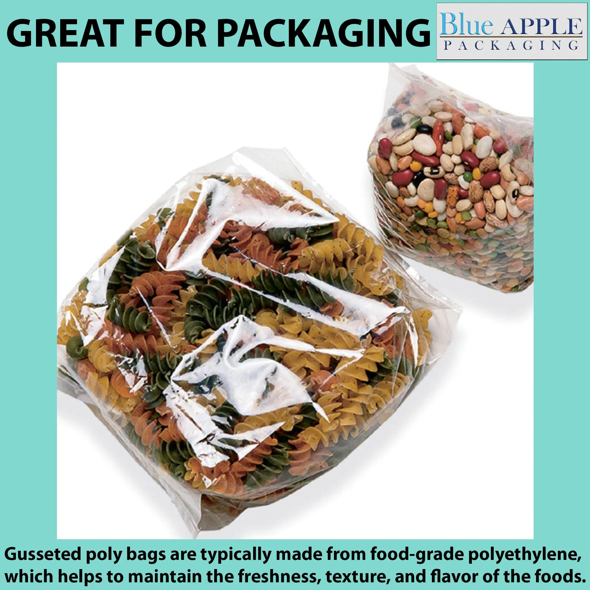 8X3X15 Inches Gusseted Polypropylene Bags 1.5 Mil Side Gusset