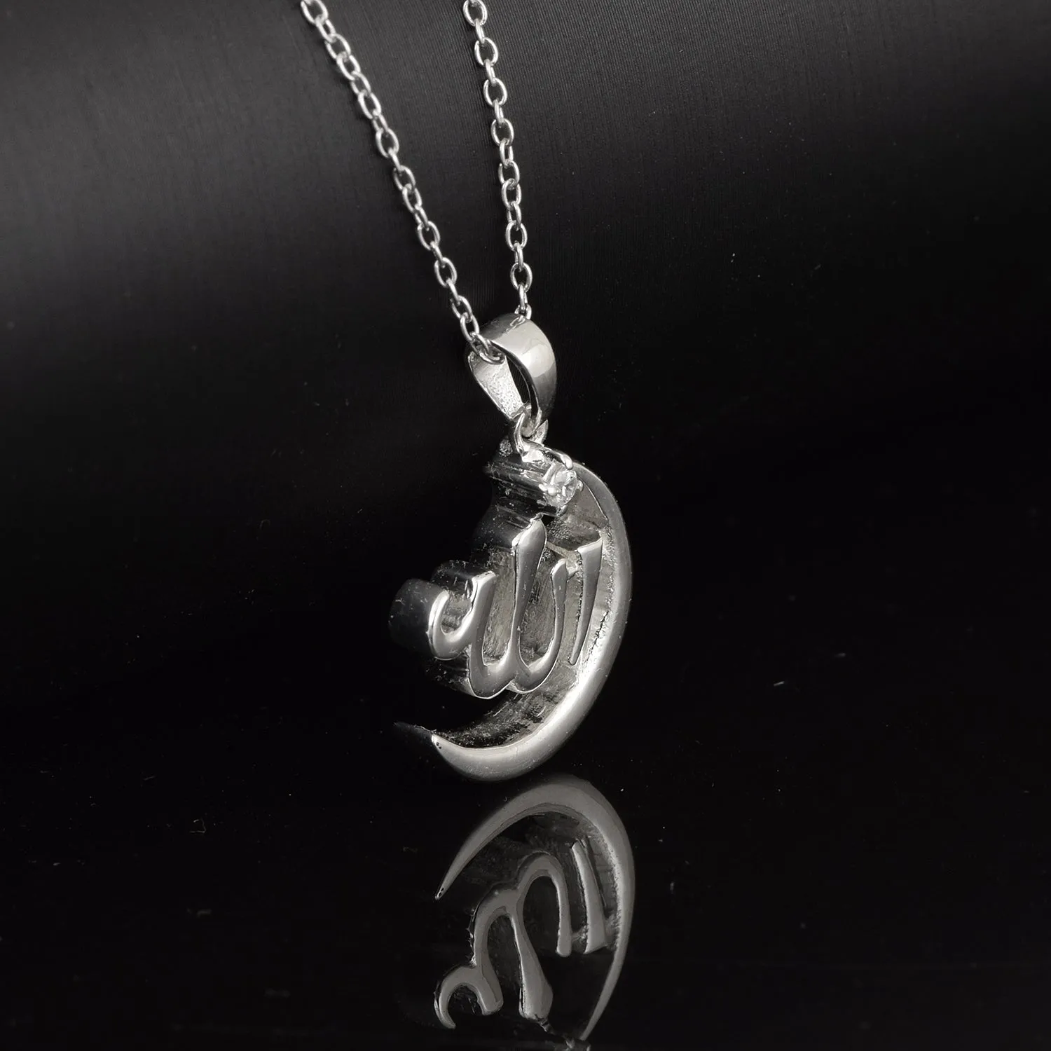 925 Sterling Silver White Cz Gemstone Allah Religious Pendant Handmade Silver Jewelry