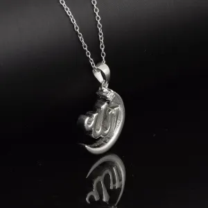 925 Sterling Silver White Cz Gemstone Allah Religious Pendant Handmade Silver Jewelry