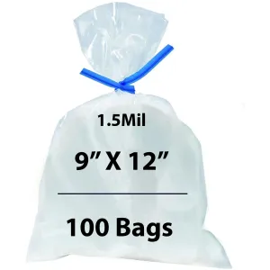 9X12 inches Polypropylene Bags 1.5 Mil Clear Flat