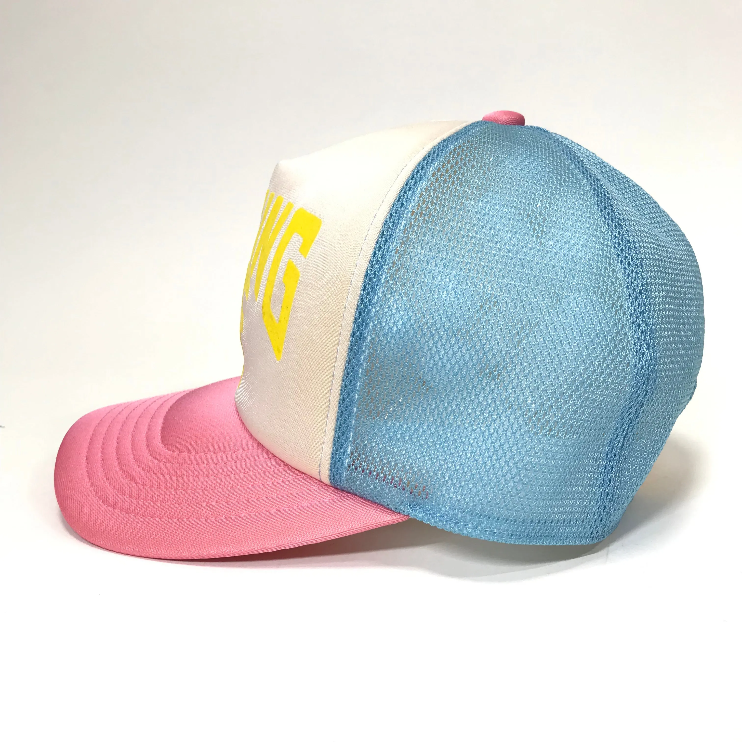 A Bathing Ape Bape Cotton Candy NYC Logo Mesh Trucker Cap