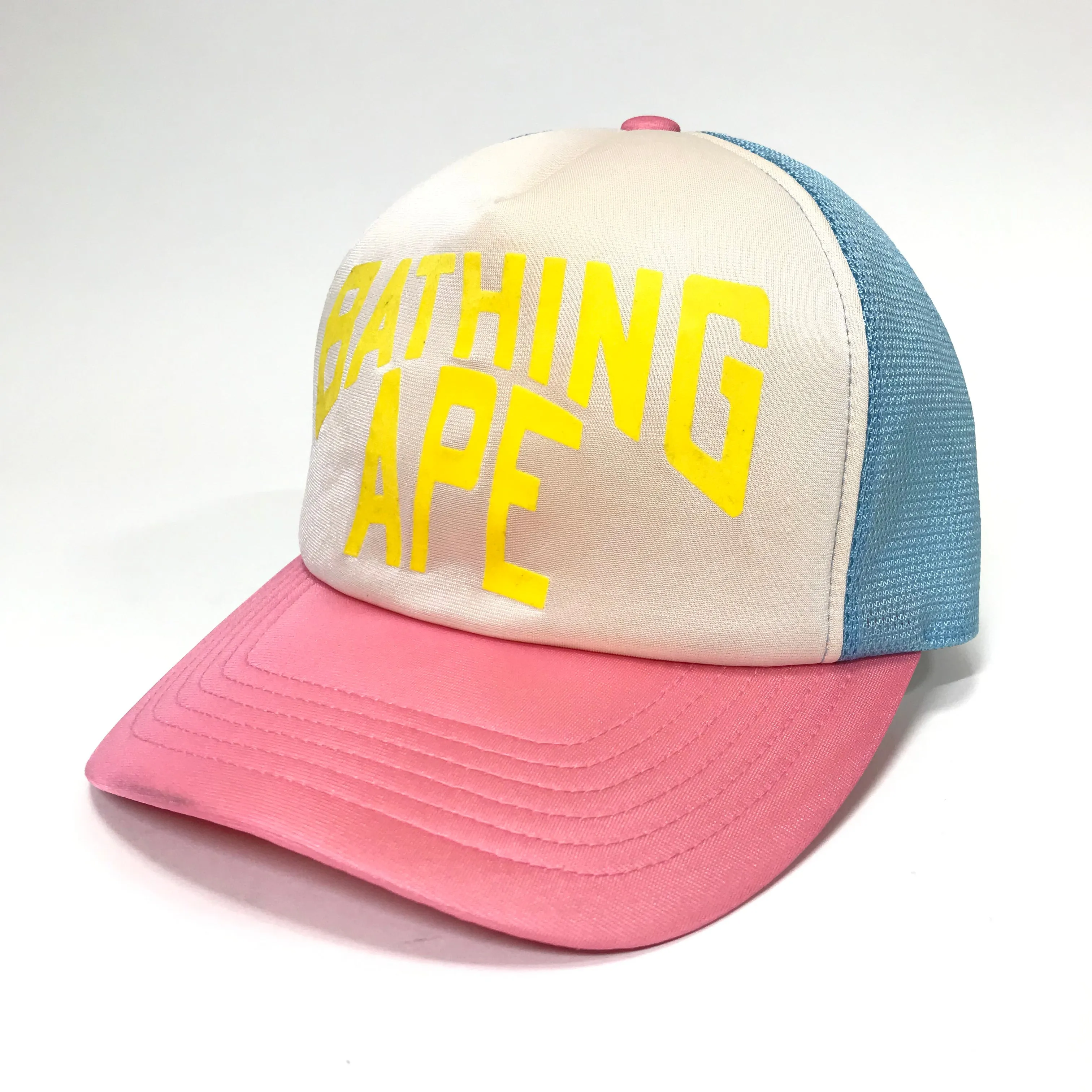 A Bathing Ape Bape Cotton Candy NYC Logo Mesh Trucker Cap
