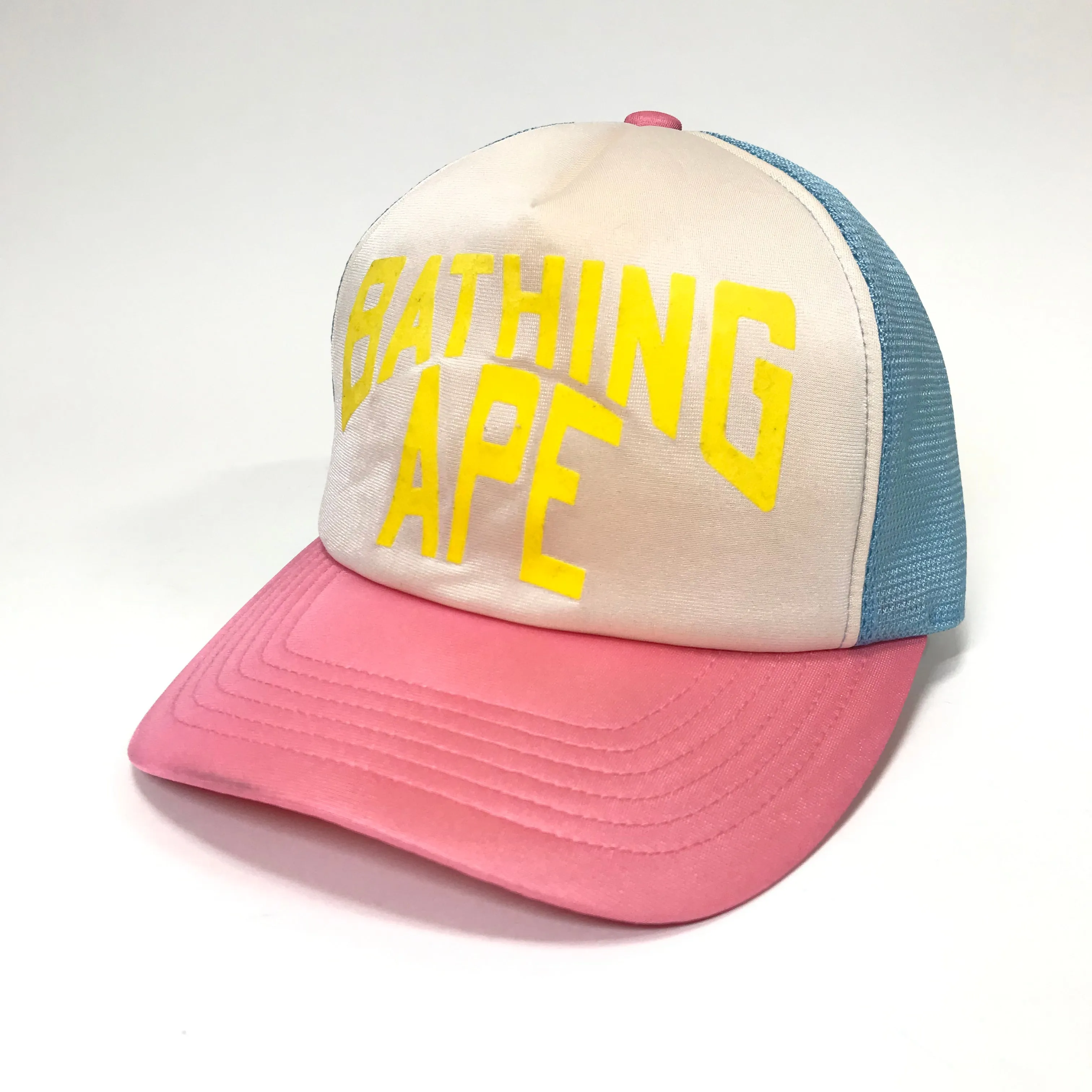 A Bathing Ape Bape Cotton Candy NYC Logo Mesh Trucker Cap