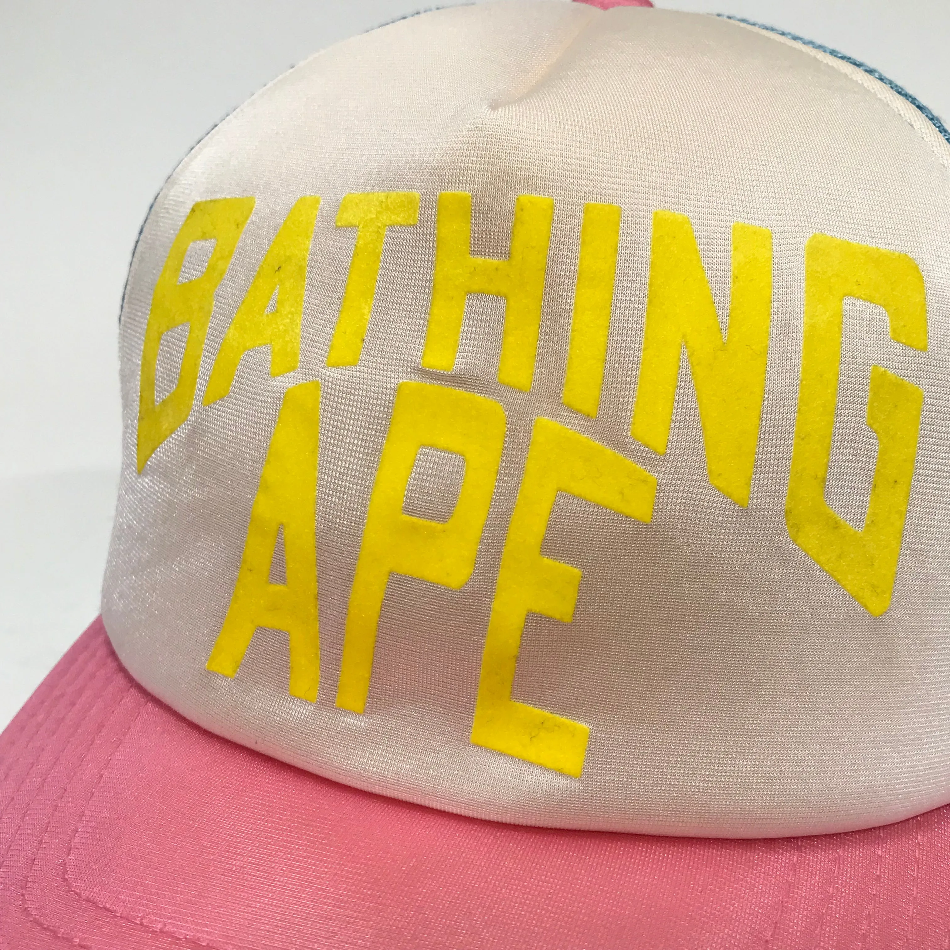 A Bathing Ape Bape Cotton Candy NYC Logo Mesh Trucker Cap