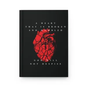 A Heart That is Broken and Humbled God Will Not Despise (Psalm 50/51) | Three-Bar Cross on Red Fractured Heart | Orthodox Christian Accessory | Hardcover Journal