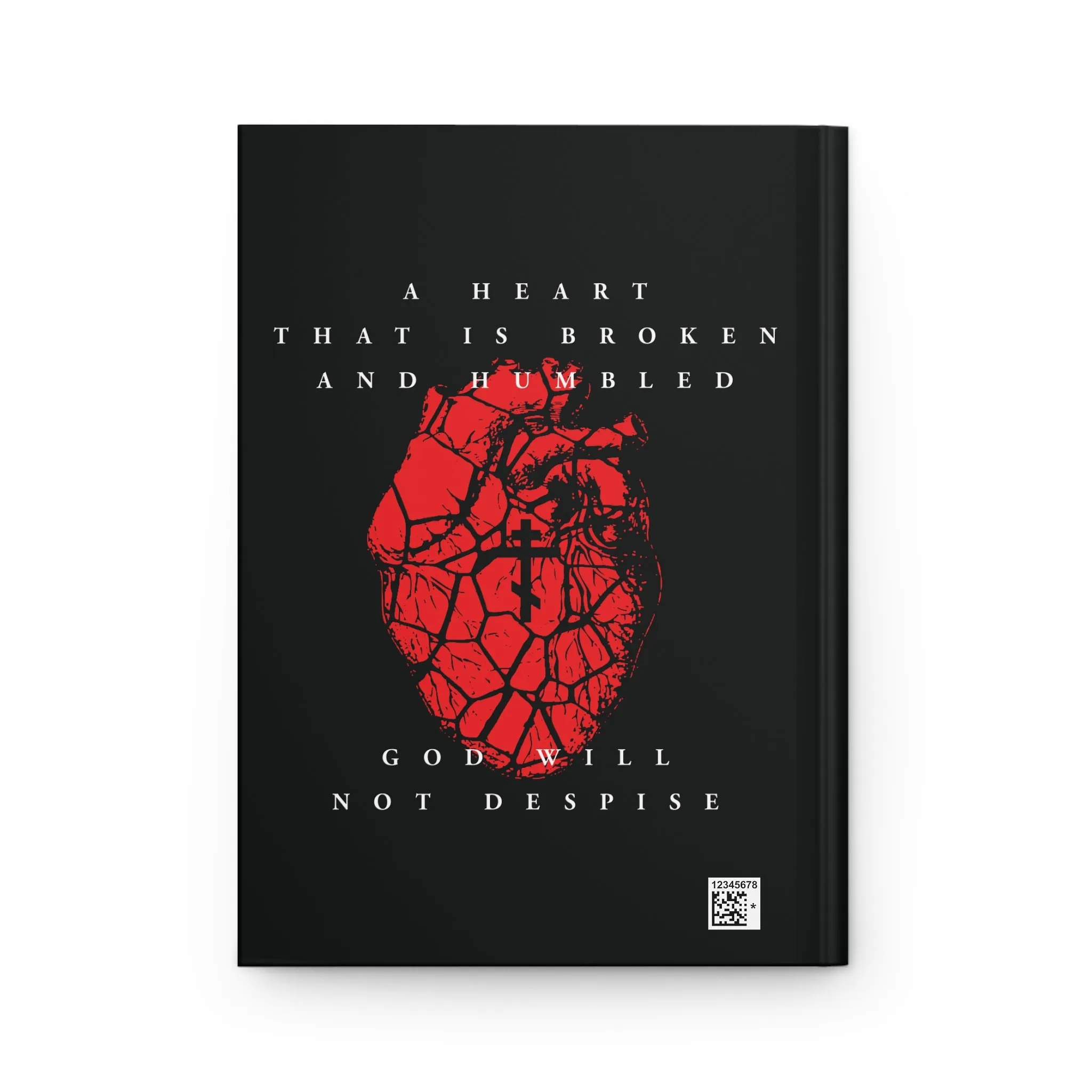 A Heart That is Broken and Humbled God Will Not Despise (Psalm 50/51) | Three-Bar Cross on Red Fractured Heart | Orthodox Christian Accessory | Hardcover Journal