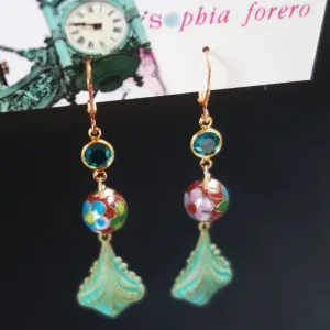 A Time for Flowers: patina   cloisonée earring