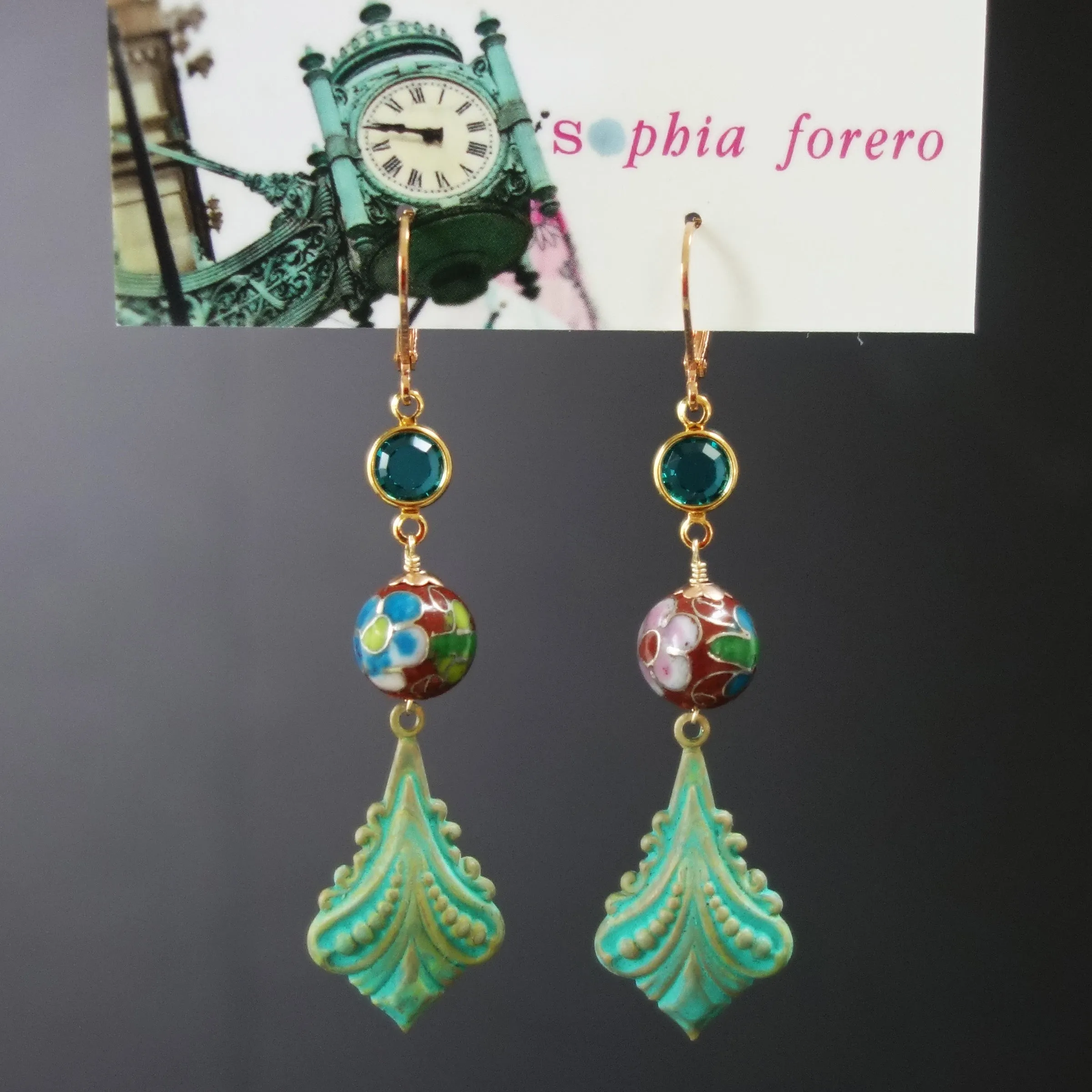 A Time for Flowers: patina   cloisonée earring