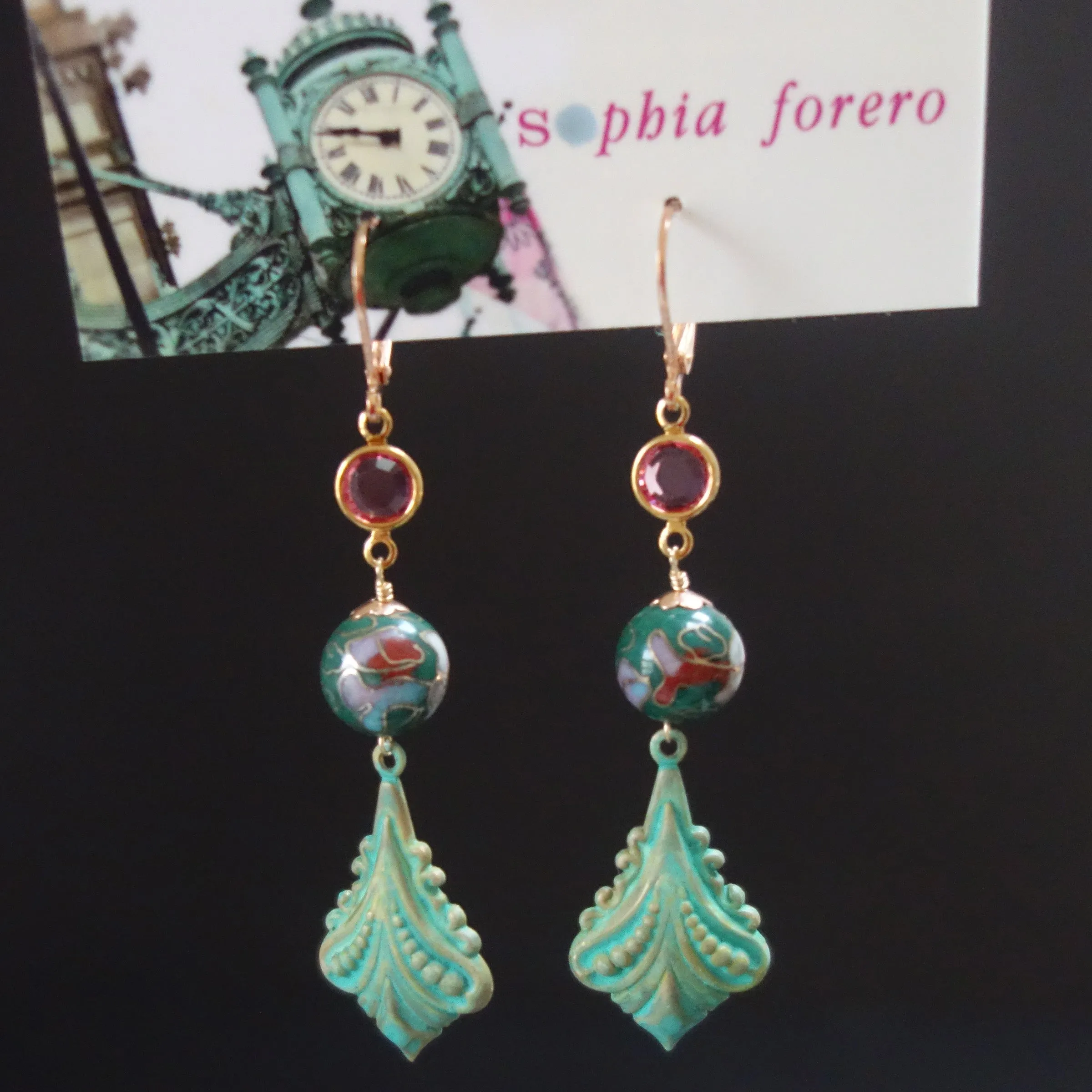 A Time for Flowers: patina   cloisonée earring