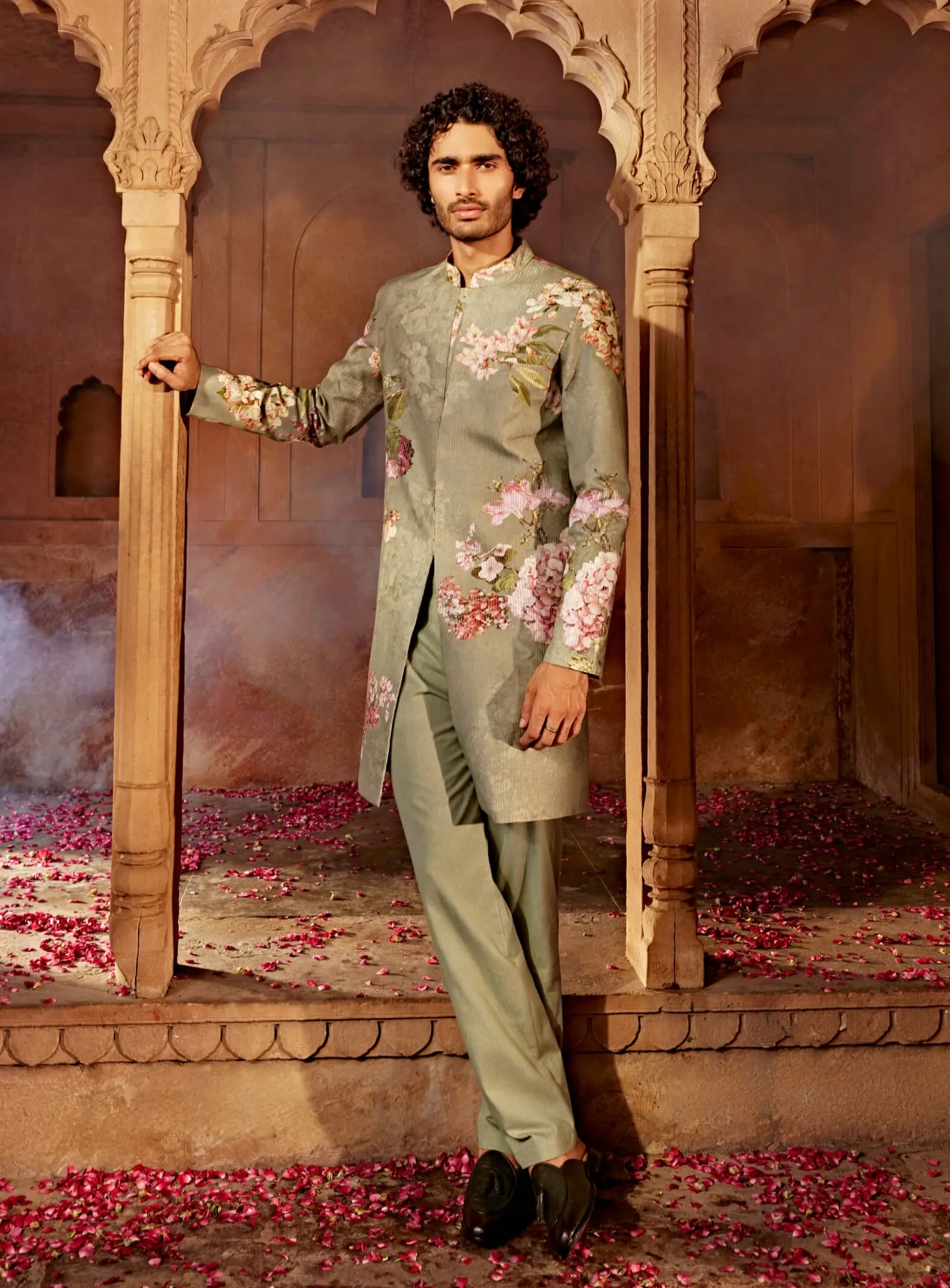 Aadar mint green sherwani and pants
