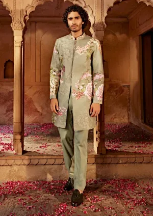 Aadar mint green sherwani and pants
