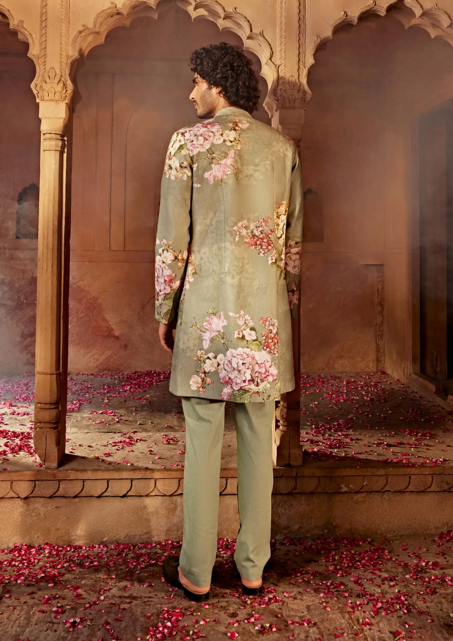 Aadar mint green sherwani and pants