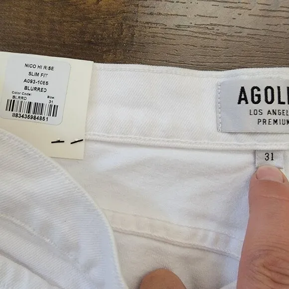 AGOLDE Nico Jeans Womens 31 Blurred White Crisp Clean Cottage Chic Designer